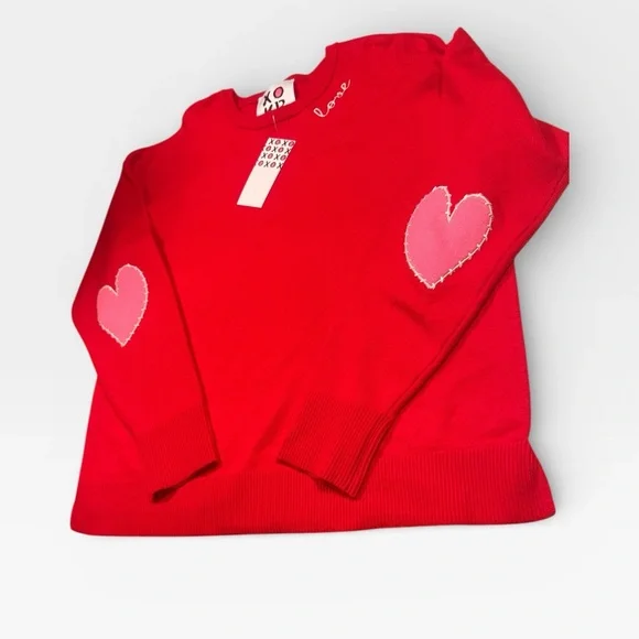 Kerri Rosenthal XOXR VALENTINES sweater, NWT, elbow patches ❤️ red - Picture 2 of 3